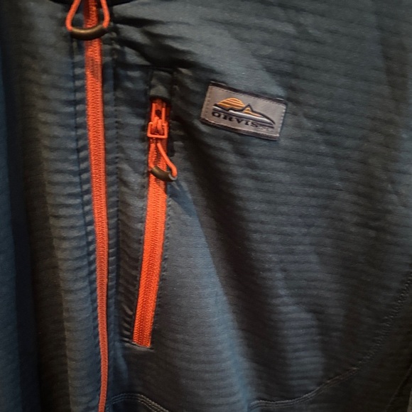 Orvis Men's Trout Bum Half-Zip Teal and Orange size Large Jacket - Picture 3 of 3